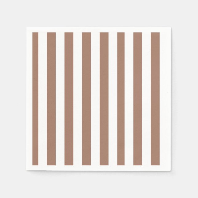 Serviette En Papier Vintages bandes verticales Mocha Mousse Blanc (Devant)