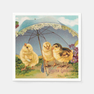 Serviette En Papier Vintages petits de Pâques sous un parasol