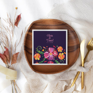 Serviette En Papier Violet mexicain vibrant Floral Fiesta Mariage