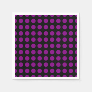Serviette En Papier Violet sur noir grand papier Pois horizontal