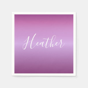 Serviette En Papier Violet violet et script blanc personnalisé