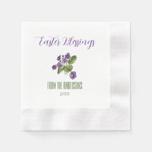 Serviette En Papier Violets Pâques bénédiction nom année Papier Napkin