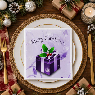 Serviette en papier violette pour cadeau de Noël
