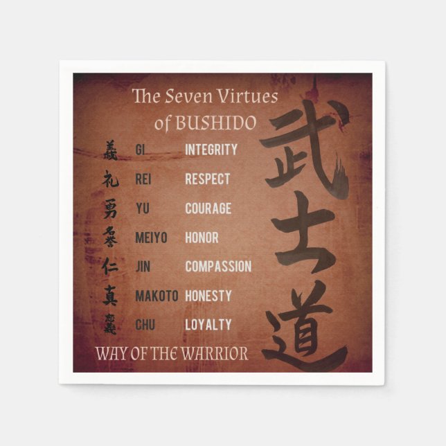SERVIETTE EN PAPIER VIRTUES DE BUSHIDO (Devant)