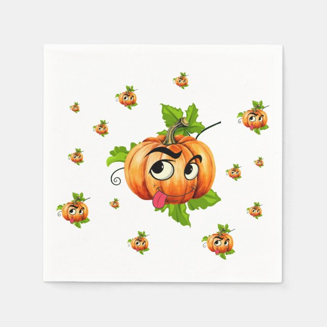 Serviette En Papier Visage de Citrouille drôle d'Halloween (Devant)