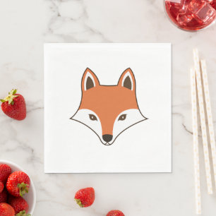 Serviette En Papier Visage de dessin de style scandinave Fox