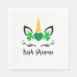 Serviette En Papier Visage de licorne mignonne trèfle princesse irland