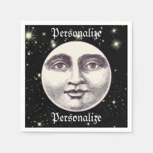 Serviette En Papier Visage de pleine lune d'homme de vintage