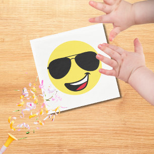 Serviette En Papier Visage heureux mignon & Lunettes d'aviateur, Amusa