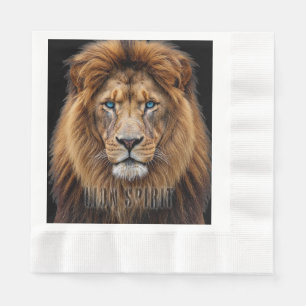 Serviette En Papier Visage majestueux de lion aux yeux bleus Faune A