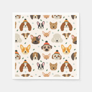 Serviette En Papier Visages de chiens en hiver Casquette Motif de vaca