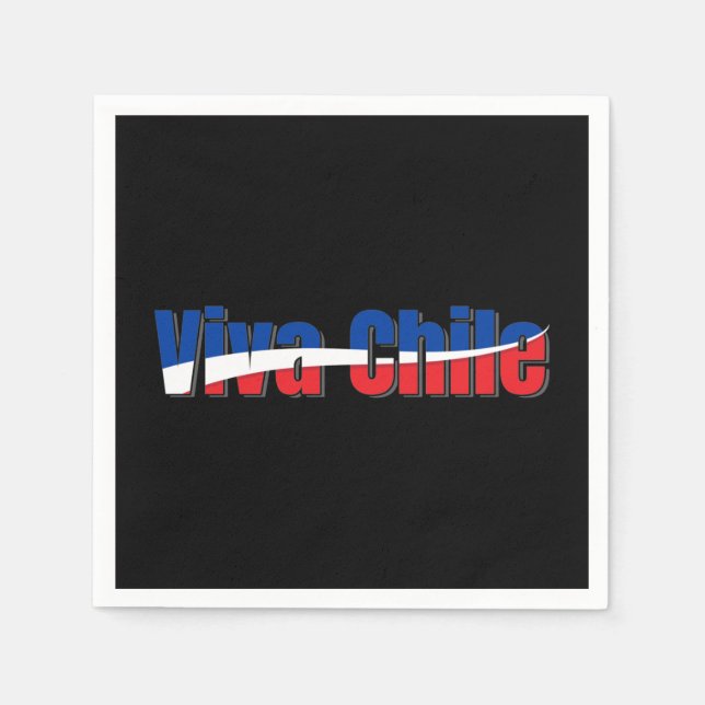 Serviette En Papier Viva Chile Patriotic Country Typographie du drapea (Devant)