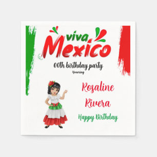 Serviette En Papier Viva Mexico Fille 00e fête d'anniversaire