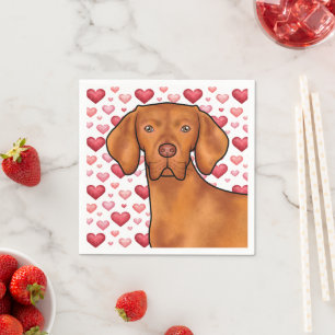 Serviette En Papier Vizsla Chien Aimer Avec Motif Coeurs Rouge Et Rose