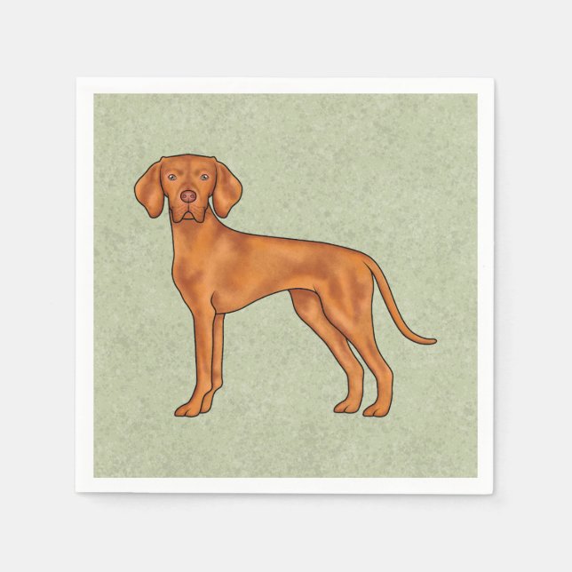 Serviette En Papier Vizsla Hongroise mignonne Pointeur de dessin vert  (Devant)