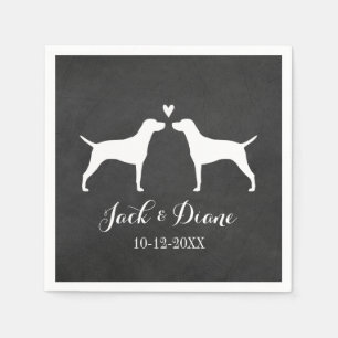 Serviette En Papier Vizsla Silhouettes Mariage Couple Texte Personnali
