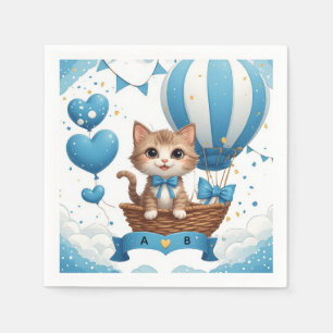 Serviette En Papier Vœux de Baby Shower pour un Petit Chat Bleu 🐱