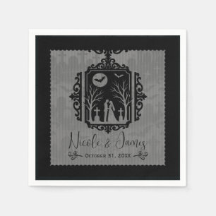 Serviette En Papier Voeux de cimetière Mariage gothique noir et gris