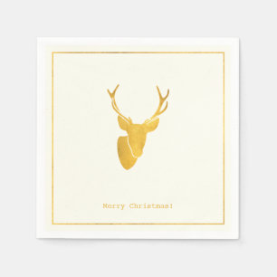 Serviette En Papier Voeux simples ・ Noel minimaliste de Cerf d'Or