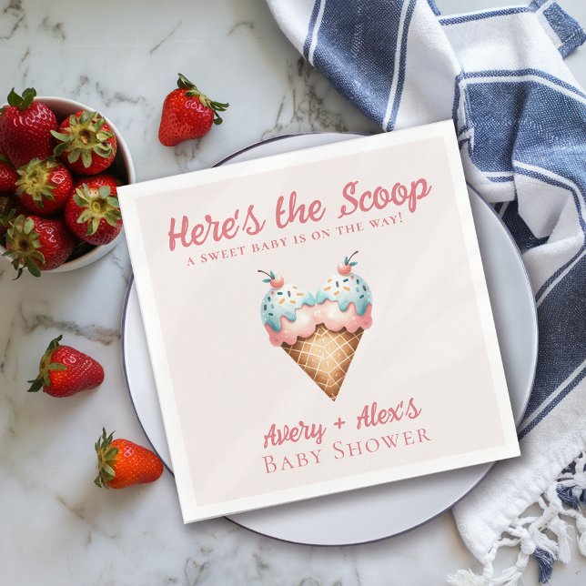 Serviette En Papier Voici le Baby shower de crème glacée Scoop (Créateur téléchargé)