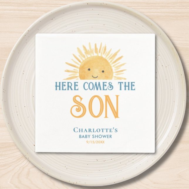 Serviette En Papier Voici Le Baby shower Fils Boy (Créateur téléchargé)