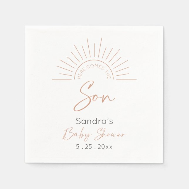 Serviette En Papier Voici Le Baby shower Moderne Son Boho (Devant)