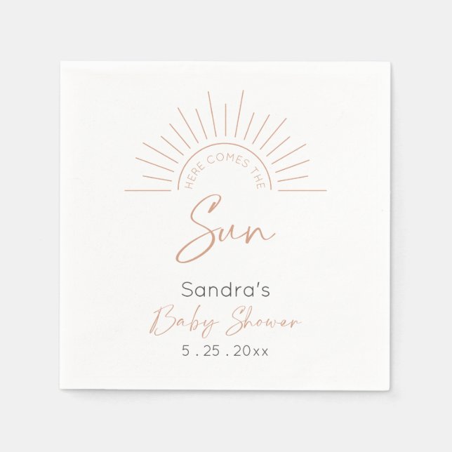 Serviette En Papier Voici Le Baby shower Moderne Sun Boho (Devant)