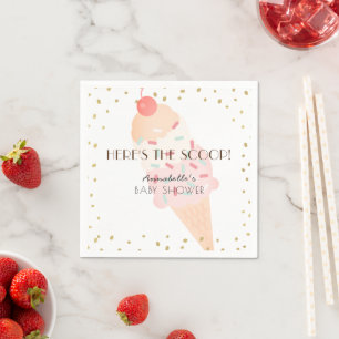 Serviette En Papier Voici le Baby shower rose crème glacée Scoop