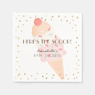 Serviette En Papier Voici le Baby shower rose crème glacée Scoop