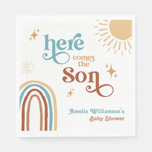 Serviette En Papier Voici le Baby shower Son Boy (Devant)