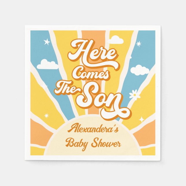 Serviette En Papier Voici le Fils Cadeau de Naissance Bébé (Devant)