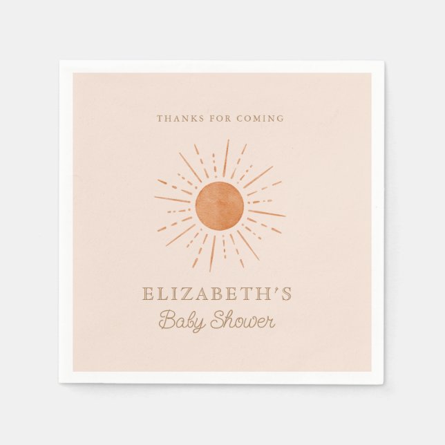 Serviette En Papier Voici le soleil Brûlé Orange Baby shower Soleil (Devant)
