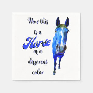 Serviette En Papier Voici un cheval d'une couleur différente en bleu