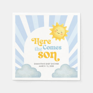 Serviette En Papier Voici venir le fils Baby Shower