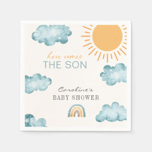 Serviette En Papier Voici venir le fils Baby Shower Soleil