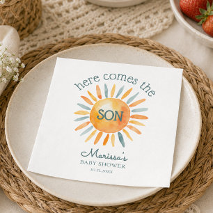 Serviette En Papier Voici venir le fils Fête pour l'arrivée de bébé ga