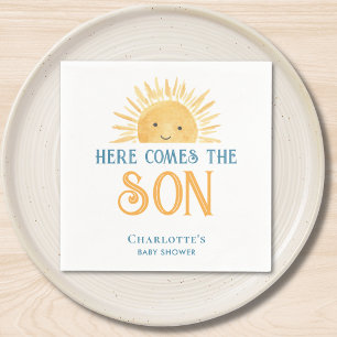 Serviette En Papier Voici venir le fils garçon Baby Shower