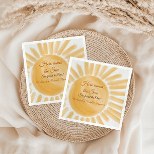Serviette En Papier Voici venir le thème de mariage jaune Fête de mari