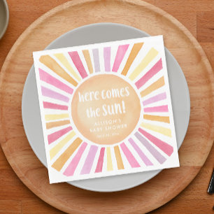 Serviette En Papier Voici vient le soleil fille baby shower soleil