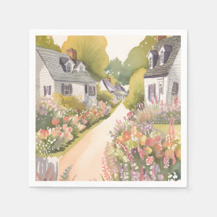 Serviette En Papier Voie des Fleurs Sauvages Ville Côtière de Plage