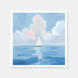 Serviette En Papier Voile dans le bleu Peinture d'océan de voilier c