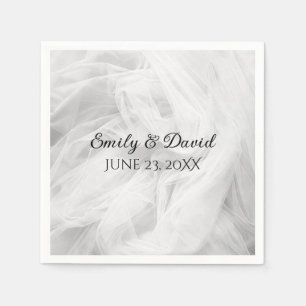 Serviette En Papier Voile de Mariée Blanc avec Noms