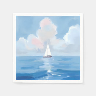 Serviette En Papier Voile en bleu | Bateau à voile côtier Peinture océ