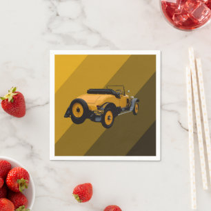 Serviette En Papier Voiture convertible Vintage Jaune, Papier