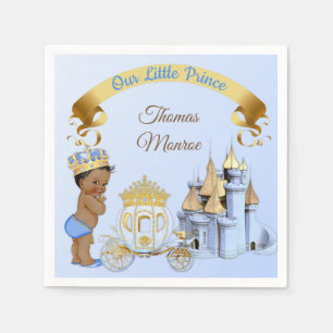Serviette En Papier Voiture de château du prince royal bleu or garçon