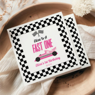Serviette En Papier Voiture de course rose Fast One premier 1er annive