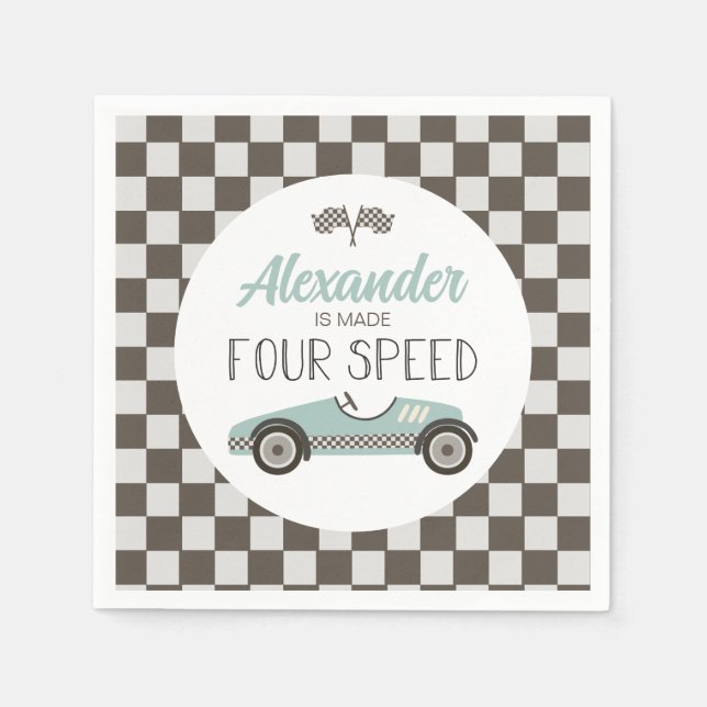 Serviette En Papier Voiture de course vintage fait QUATRE Vitesse Anni (Devant)