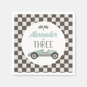 Serviette En Papier Voiture de course vintage trois anniversaire