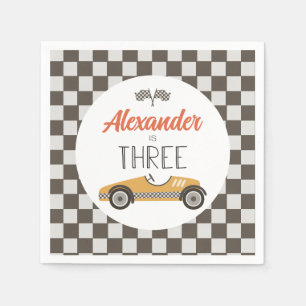 Serviette En Papier Voiture de course vintage trois anniversaire