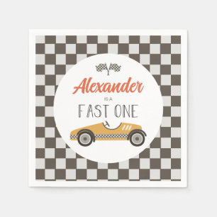 Serviette En Papier Voiture Fast One jaune Race Anniversaire